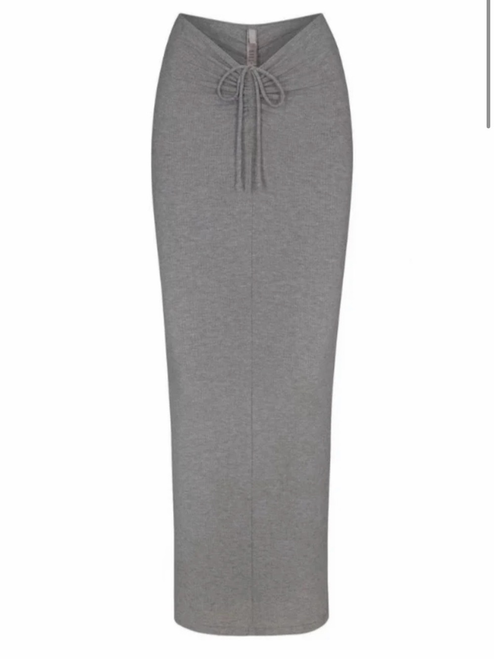 Skims Soft Lounge Ruched Gray Knit Drawstring Maxi Skirt